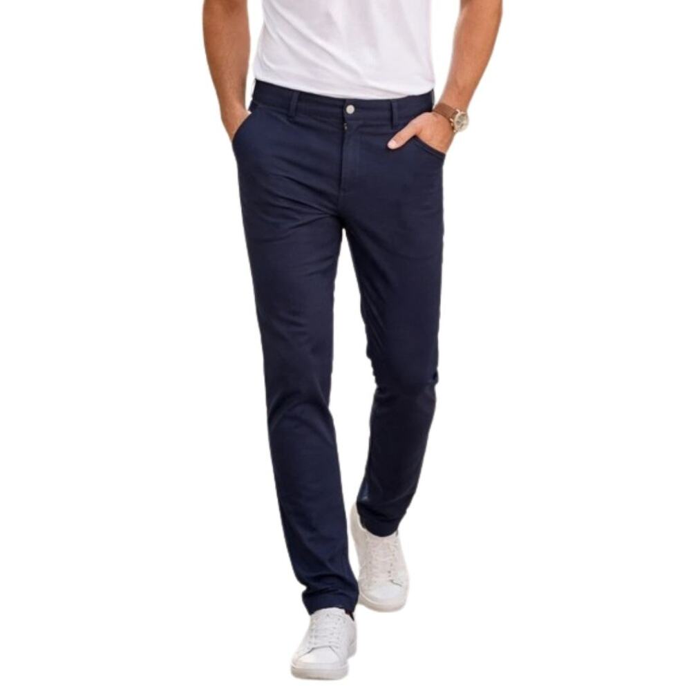 COLLARS & CO Mens CEO Tech Pull-on Slim Leg Stretch Navy Pants NWT 32 W 34 L